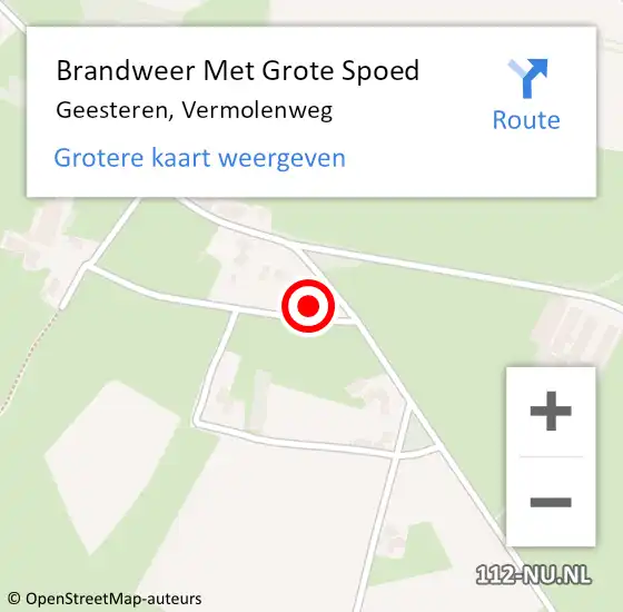 Locatie op kaart van de 112 melding: Brandweer Met Grote Spoed Naar Geesteren, Vermolenweg op 24 oktober 2014 10:30