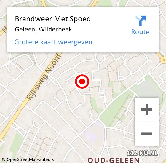 Locatie op kaart van de 112 melding: Brandweer Met Spoed Naar Geleen, Wilderbeek op 22 oktober 2024 06:28