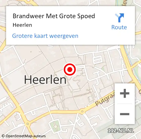 Locatie op kaart van de 112 melding: Brandweer Met Grote Spoed Naar Heerlen op 22 oktober 2024 06:33