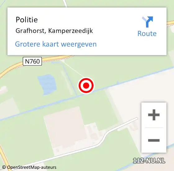 Locatie op kaart van de 112 melding: Politie Grafhorst, Kamperzeedijk op 22 oktober 2024 07:12