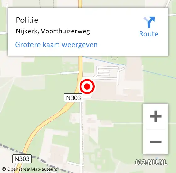 Locatie op kaart van de 112 melding: Politie Nijkerk, Voorthuizerweg op 22 oktober 2024 07:40