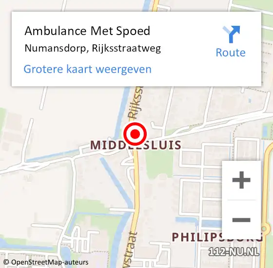 Locatie op kaart van de 112 melding: Ambulance Met Spoed Naar Numansdorp, Rijksstraatweg op 22 oktober 2024 07:48