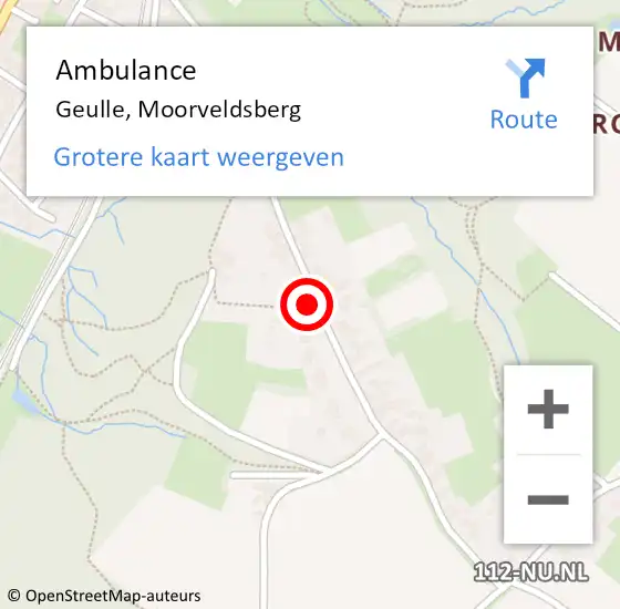 Locatie op kaart van de 112 melding: Ambulance Geulle, Moorveldsberg op 24 oktober 2014 10:39