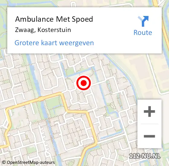 Locatie op kaart van de 112 melding: Ambulance Met Spoed Naar Zwaag, Kosterstuin op 22 oktober 2024 07:59