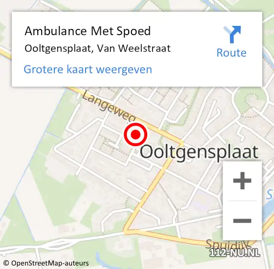 Locatie op kaart van de 112 melding: Ambulance Met Spoed Naar Ooltgensplaat, Van Weelstraat op 22 oktober 2024 08:23