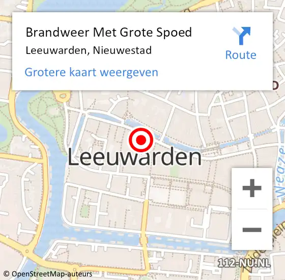 Locatie op kaart van de 112 melding: Brandweer Met Grote Spoed Naar Leeuwarden, Nieuwestad op 22 oktober 2024 09:03