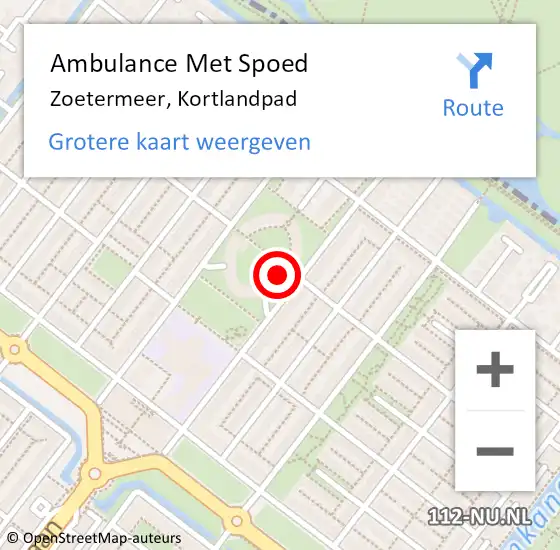 Locatie op kaart van de 112 melding: Ambulance Met Spoed Naar Zoetermeer, Kortlandpad op 22 oktober 2024 09:16