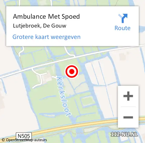 Locatie op kaart van de 112 melding: Ambulance Met Spoed Naar Lutjebroek, De Gouw op 22 oktober 2024 09:17