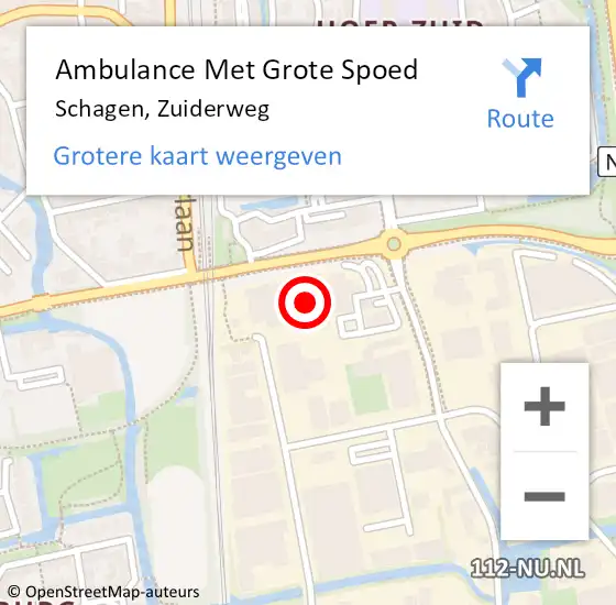 Locatie op kaart van de 112 melding: Ambulance Met Grote Spoed Naar Schagen, Zuiderweg op 22 oktober 2024 09:34