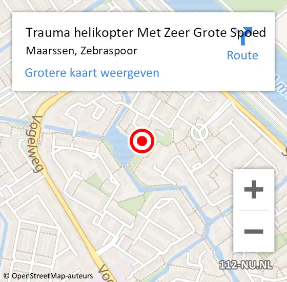 Locatie op kaart van de 112 melding: Trauma helikopter Met Zeer Grote Spoed Naar Maarssen, Zebraspoor op 22 oktober 2024 09:46