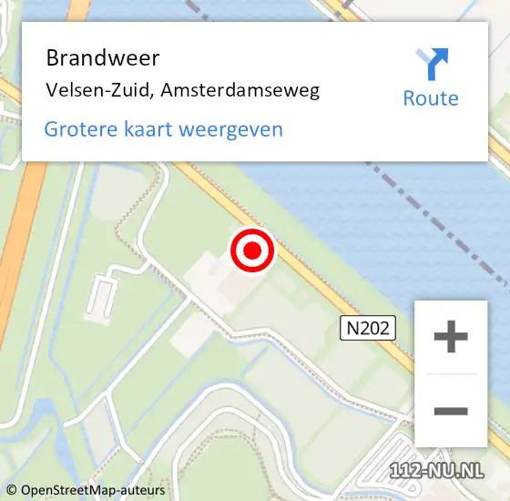 Locatie op kaart van de 112 melding: Brandweer Velsen-Zuid, Amsterdamseweg op 22 oktober 2024 09:51