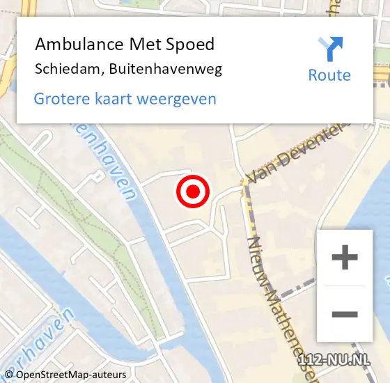 Locatie op kaart van de 112 melding: Ambulance Met Spoed Naar Schiedam, Buitenhavenweg op 22 oktober 2024 09:53