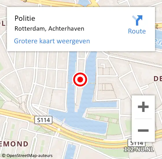 Locatie op kaart van de 112 melding: Politie Rotterdam, Achterhaven op 22 oktober 2024 10:04