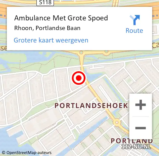 Locatie op kaart van de 112 melding: Ambulance Met Grote Spoed Naar Rhoon, Portlandse Baan op 22 oktober 2024 10:10