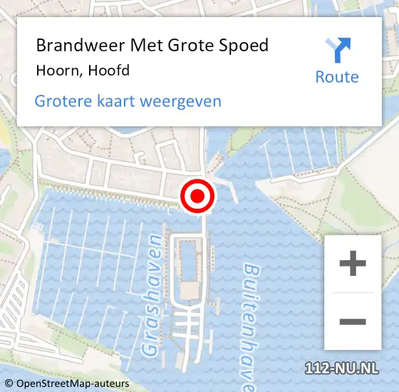 Locatie op kaart van de 112 melding: Brandweer Met Grote Spoed Naar Hoorn, Hoofd op 22 oktober 2024 10:12