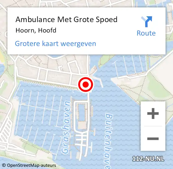 Locatie op kaart van de 112 melding: Ambulance Met Grote Spoed Naar Hoorn, Hoofd op 22 oktober 2024 10:12