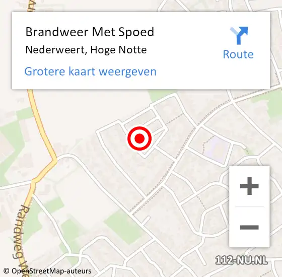 Locatie op kaart van de 112 melding: Brandweer Met Spoed Naar Nederweert, Hoge Notte op 22 oktober 2024 10:19