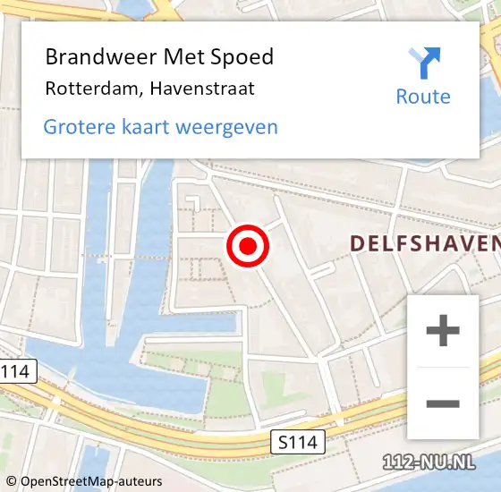 Locatie op kaart van de 112 melding: Brandweer Met Spoed Naar Rotterdam, Havenstraat op 22 oktober 2024 10:27