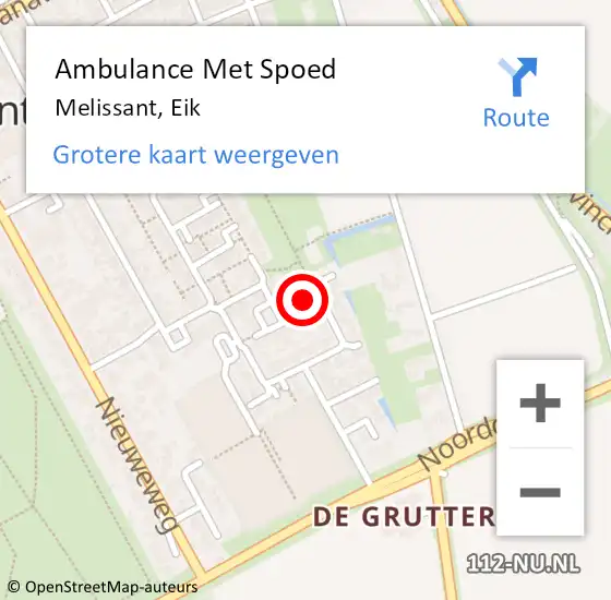 Locatie op kaart van de 112 melding: Ambulance Met Spoed Naar Melissant, Eik op 22 oktober 2024 10:27