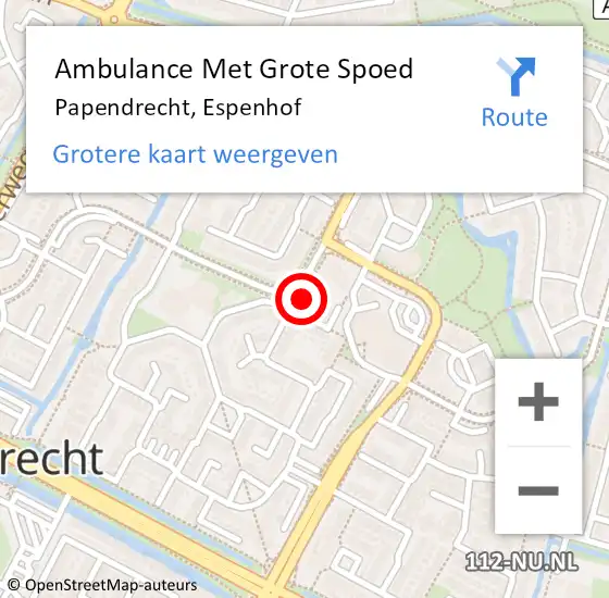 Locatie op kaart van de 112 melding: Ambulance Met Grote Spoed Naar Papendrecht, Espenhof op 22 oktober 2024 10:41