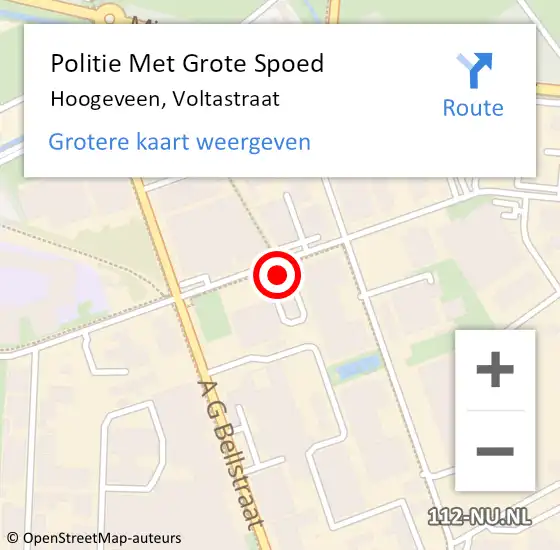 Locatie op kaart van de 112 melding: Politie Met Grote Spoed Naar Hoogeveen, Voltastraat op 22 oktober 2024 10:55