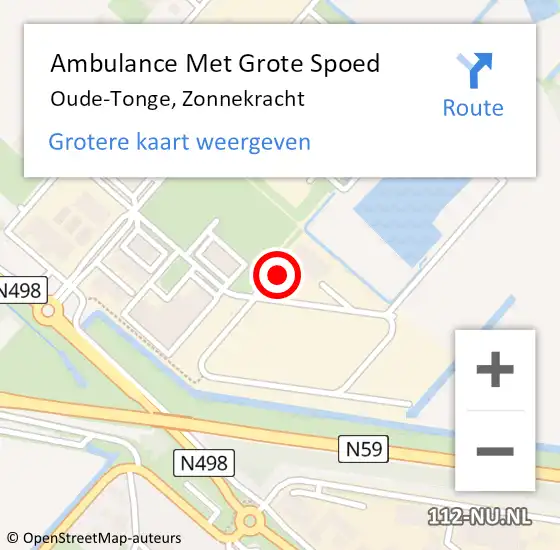 Locatie op kaart van de 112 melding: Ambulance Met Grote Spoed Naar Oude-Tonge, Zonnekracht op 22 oktober 2024 11:02