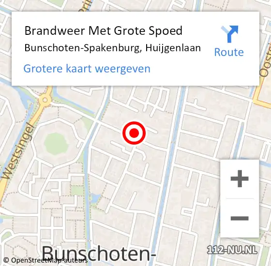 Locatie op kaart van de 112 melding: Brandweer Met Grote Spoed Naar Bunschoten-Spakenburg, Huijgenlaan op 22 oktober 2024 11:18