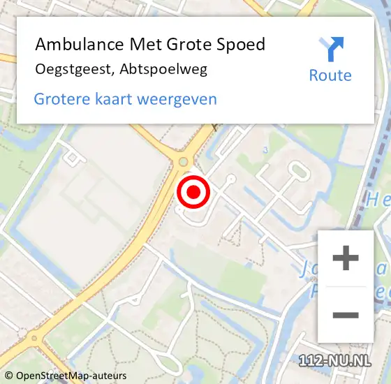 Locatie op kaart van de 112 melding: Ambulance Met Grote Spoed Naar Oegstgeest, Abtspoelweg op 22 oktober 2024 11:25