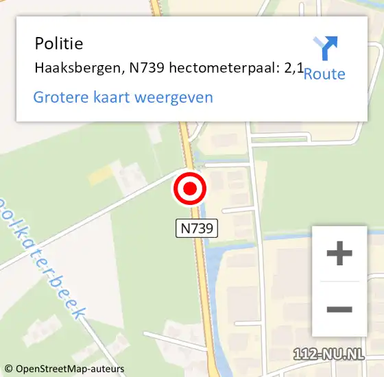 Locatie op kaart van de 112 melding: Politie Haaksbergen, N739 hectometerpaal: 2,1 op 22 oktober 2024 11:25