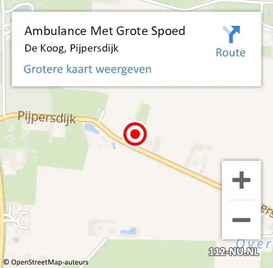 Locatie op kaart van de 112 melding: Ambulance Met Grote Spoed Naar De Koog, Pijpersdijk op 22 oktober 2024 11:28