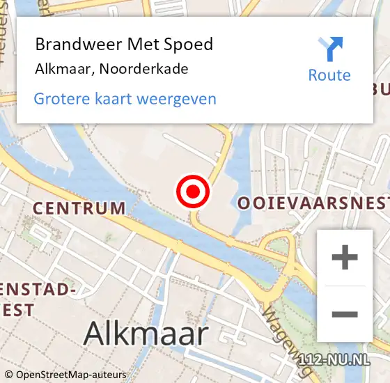 Locatie op kaart van de 112 melding: Brandweer Met Spoed Naar Alkmaar, Noorderkade op 22 oktober 2024 11:34