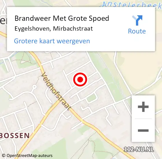 Locatie op kaart van de 112 melding: Brandweer Met Grote Spoed Naar Eygelshoven, Mirbachstraat op 22 oktober 2024 11:42