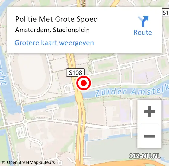 Locatie op kaart van de 112 melding: Politie Met Grote Spoed Naar Amsterdam, Stadionplein op 22 oktober 2024 11:45