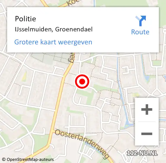 Locatie op kaart van de 112 melding: Politie IJsselmuiden, Groenendael op 22 oktober 2024 11:47