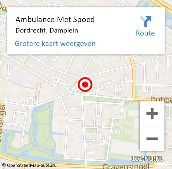 Locatie op kaart van de 112 melding: Ambulance Met Spoed Naar Dordrecht, Damplein op 22 oktober 2024 11:47