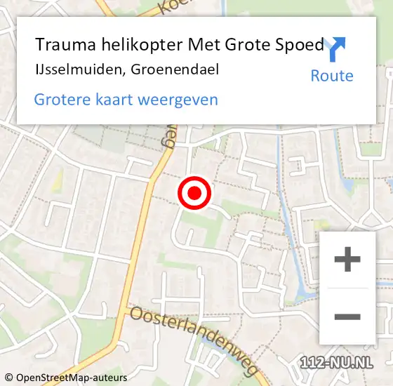 Locatie op kaart van de 112 melding: Trauma helikopter Met Grote Spoed Naar IJsselmuiden, Groenendael op 22 oktober 2024 11:48