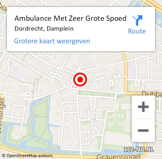 Locatie op kaart van de 112 melding: Ambulance Met Zeer Grote Spoed Naar Dordrecht, Damplein op 22 oktober 2024 11:51