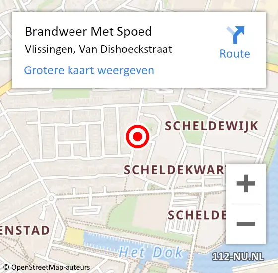 Locatie op kaart van de 112 melding: Brandweer Met Spoed Naar Vlissingen, Van Dishoeckstraat op 22 oktober 2024 12:00