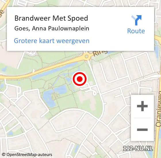 Locatie op kaart van de 112 melding: Brandweer Met Spoed Naar Goes, Anna Paulownaplein op 22 oktober 2024 12:08