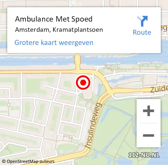 Locatie op kaart van de 112 melding: Ambulance Met Spoed Naar Amsterdam, Kramatplantsoen op 22 oktober 2024 12:24