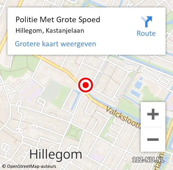 Locatie op kaart van de 112 melding: Politie Met Grote Spoed Naar Hillegom, Kastanjelaan op 22 oktober 2024 12:27