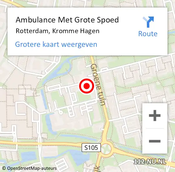 Locatie op kaart van de 112 melding: Ambulance Met Grote Spoed Naar Rotterdam, Kromme Hagen op 22 oktober 2024 12:48