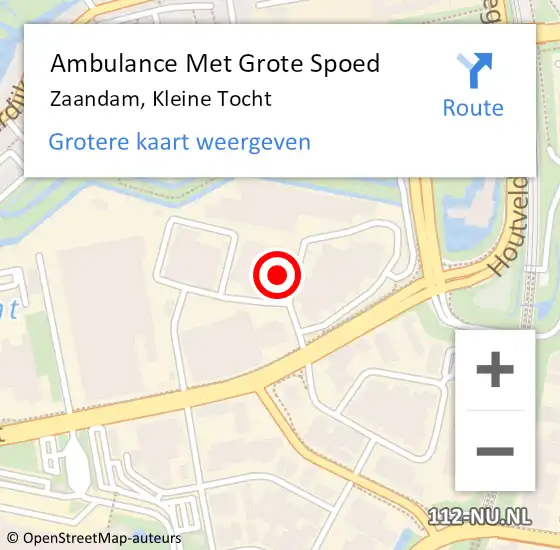 Locatie op kaart van de 112 melding: Ambulance Met Grote Spoed Naar Zaandam, Kleine Tocht op 22 oktober 2024 12:51