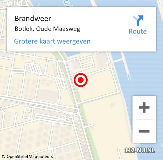 Locatie op kaart van de 112 melding: Brandweer Botlek, Oude Maasweg op 22 oktober 2024 13:12