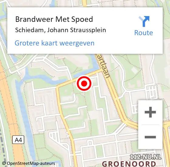 Locatie op kaart van de 112 melding: Brandweer Met Spoed Naar Schiedam, Johann Straussplein op 22 oktober 2024 13:12