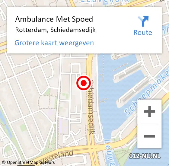 Locatie op kaart van de 112 melding: Ambulance Met Spoed Naar Rotterdam, Schiedamsedijk op 22 oktober 2024 13:13