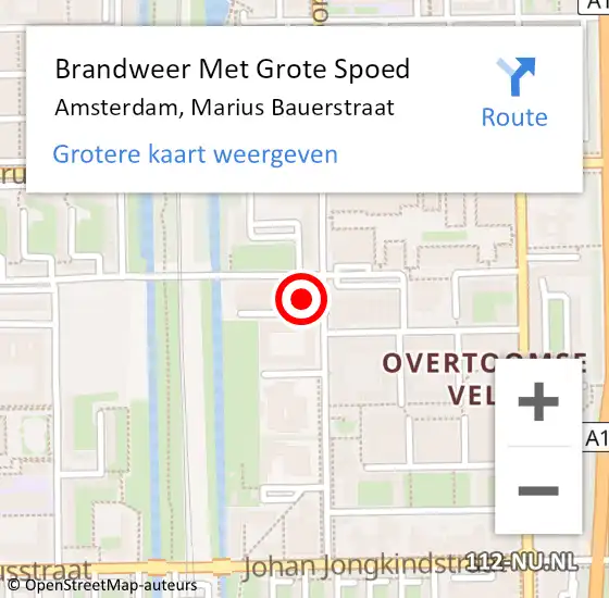 Locatie op kaart van de 112 melding: Brandweer Met Grote Spoed Naar Amsterdam, Marius Bauerstraat op 22 oktober 2024 13:17