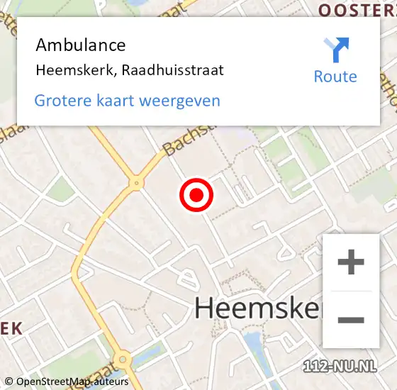 Locatie op kaart van de 112 melding: Ambulance Heemskerk, Raadhuisstraat op 22 oktober 2024 13:17