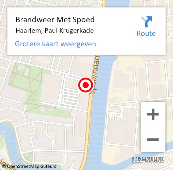 Locatie op kaart van de 112 melding: Brandweer Met Spoed Naar Haarlem, Paul Krugerkade op 22 oktober 2024 13:20