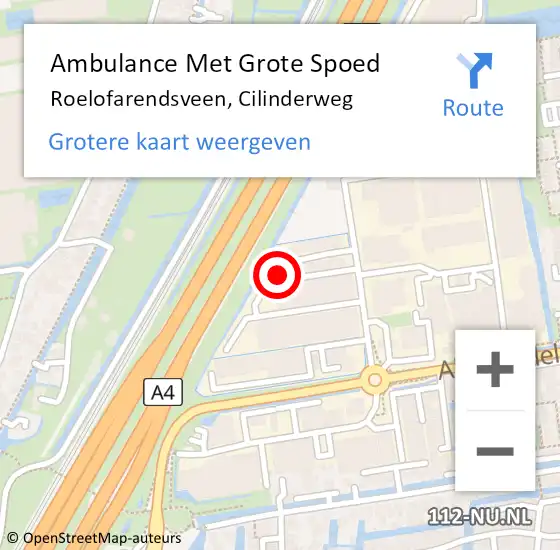 Locatie op kaart van de 112 melding: Ambulance Met Grote Spoed Naar Roelofarendsveen, Cilinderweg op 22 oktober 2024 13:40